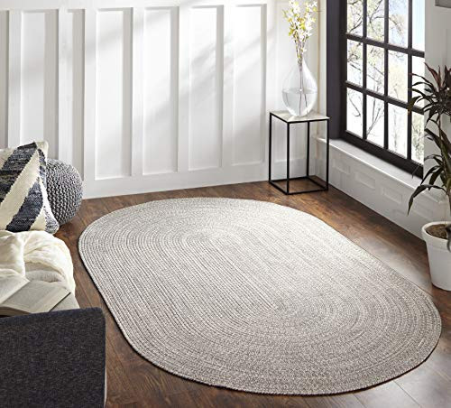 BLUENILEMILLS Tintoretto Braided Area Rug, Gorgeous, Soft, Durable, Reversible, Indoor/Outdoor, Vintage, Duo-Tone, Slate-White, 8' x 10' Oval | Amazon (US)