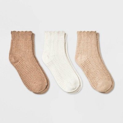 Women's Scallop Edge 3pk Ankle Socks - Universal Thread™ 4-10 | Target