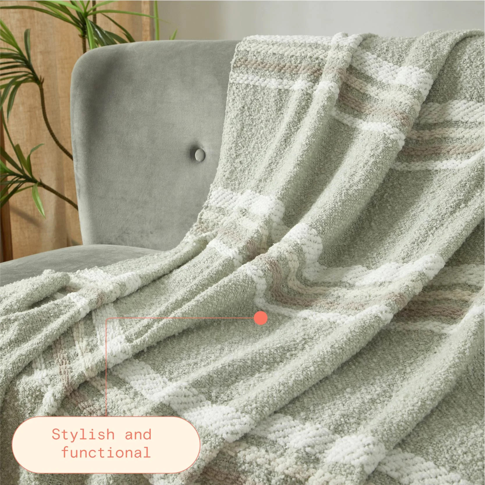 Beautiful Sage Green Cozy Chenille Throw by Drew Barrymore for Adults, 50" x 60" | Walmart (US)