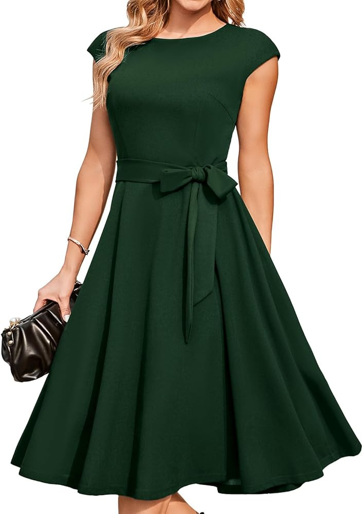 DRESSTELLS Women's Cocktail Dresses, Formal Wedding Guest Modest Church Vintage Holiday Party Eve... | Amazon (US)