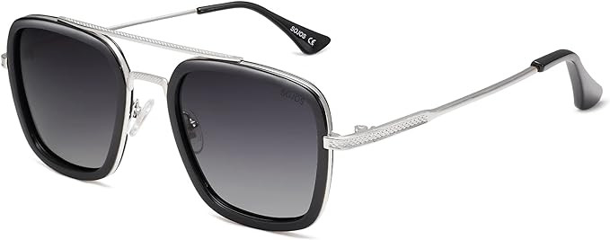 SOJOS Polarized Sunglasses for Men Women Retro Aviator Square Goggle Classic Alloy Frame HERO SJ1... | Amazon (US)