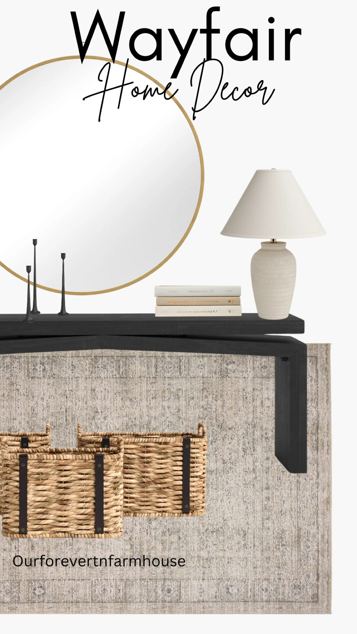 Wayfair home decor finds. Modern neutral entry way. Console table, lamp, baskets, mirror and more 

#LTKHome