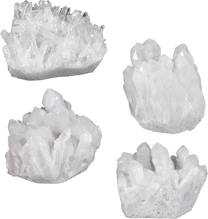 mookaitedecor Natural Clear Quartz Healing Crystal Cluster Druzy Geode Stone, White Raw Energy Cr... | Amazon (UK)
