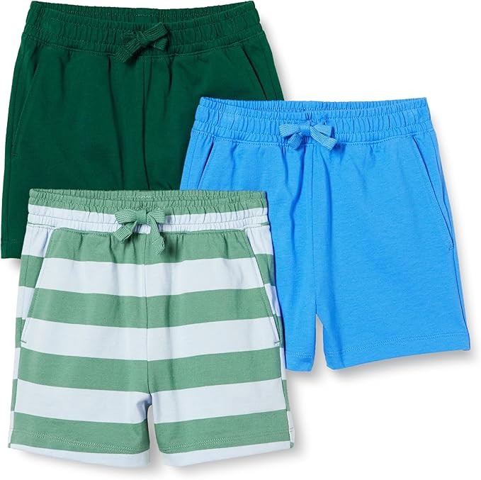Amazon Essentials Boys and Toddlers' Pull-on Cotton Jersey Shorts with Elastic Waist, Pack of 3 | Amazon (US)
