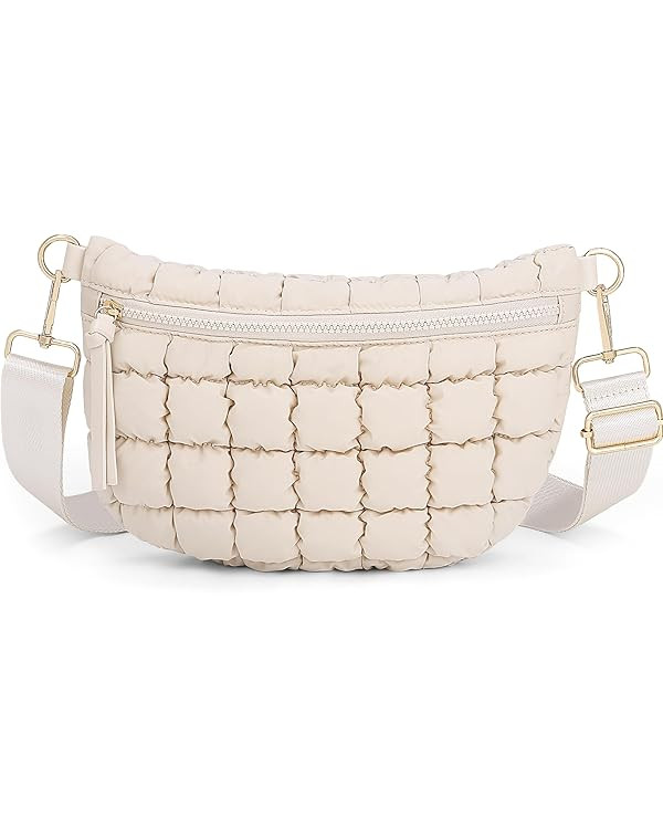 Quilted Crossbody Bags for Women Bum Bag Puffer Sling Bag Nylon Crossbody Purse | Amazon (US)
