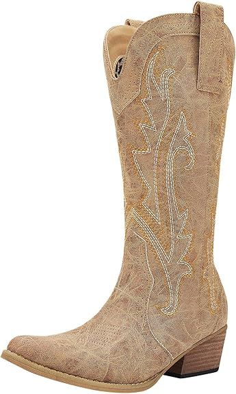 HISEA Cowboy Boots Women Western Boots Cowgirl Boots Ladies Pointy Toe Fashion Boots | Amazon (US)