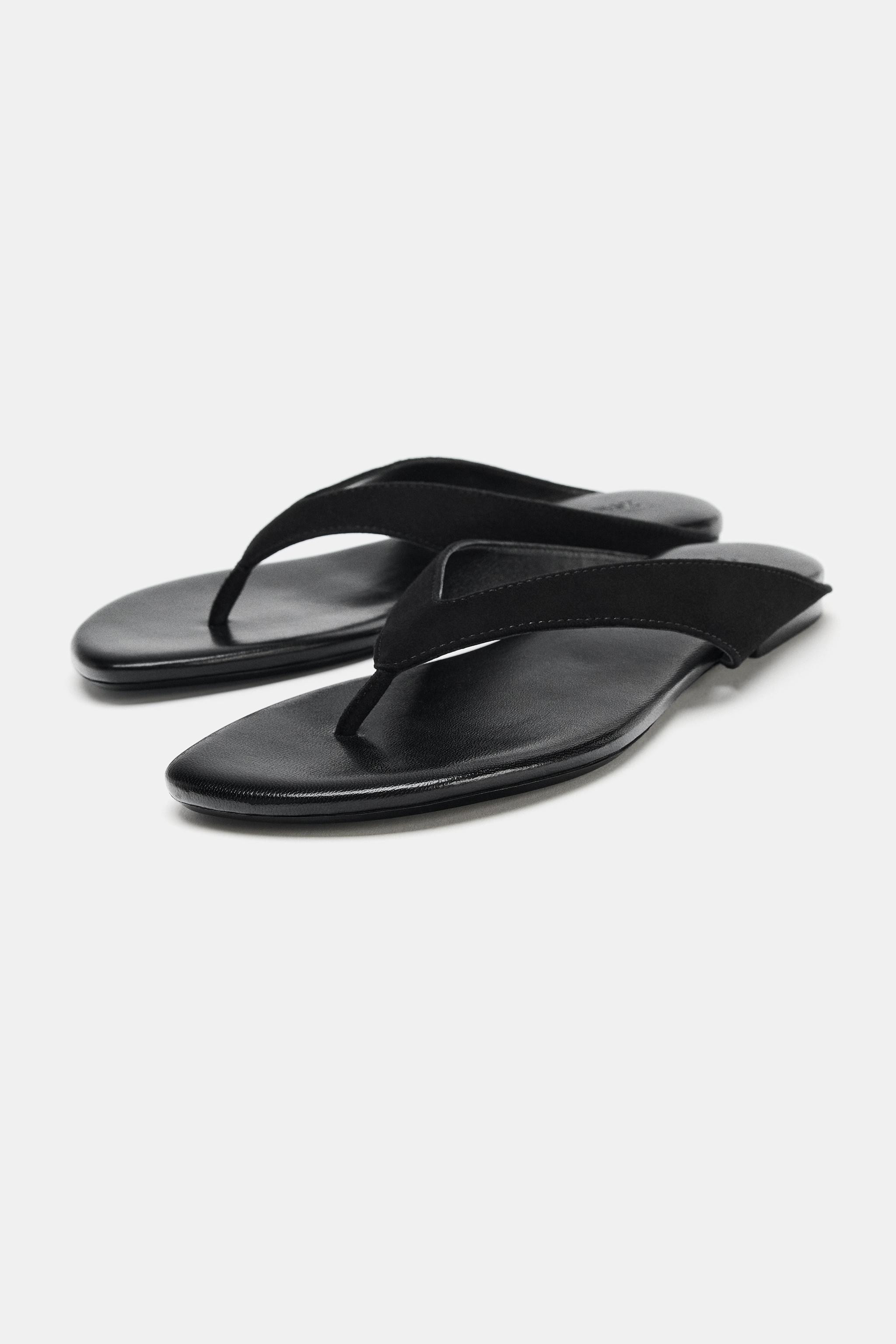 FLAT LEATHER SANDALS | Zara Canada