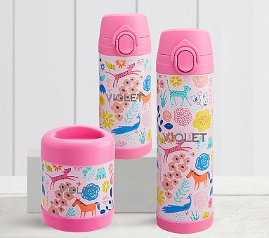 Mackenzie Pink Sasha's Garden Water Bottles | Pottery Barn Kids