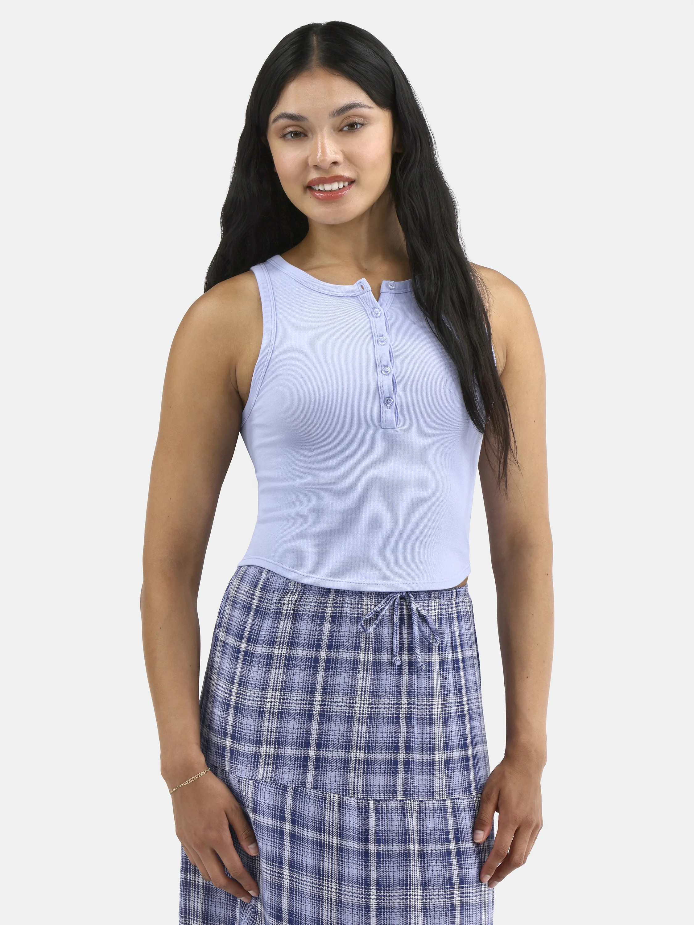 No Boundaries Seamless Henley Tank, Women's | Walmart (US)