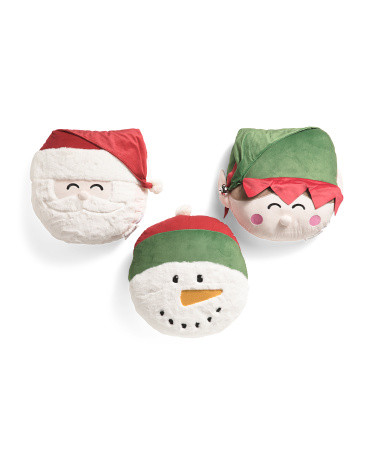 3pk 16x16 Round Christmas Buddies Pillow Set | TJ Maxx