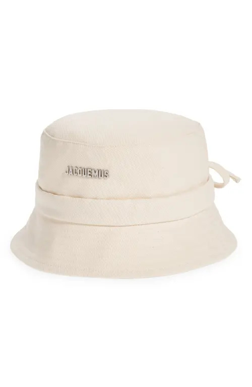 Jacquemus Le Bob Gadjo Drawstring Bucket Hat in Off-White 110 at Nordstrom, Size Large | Nordstrom