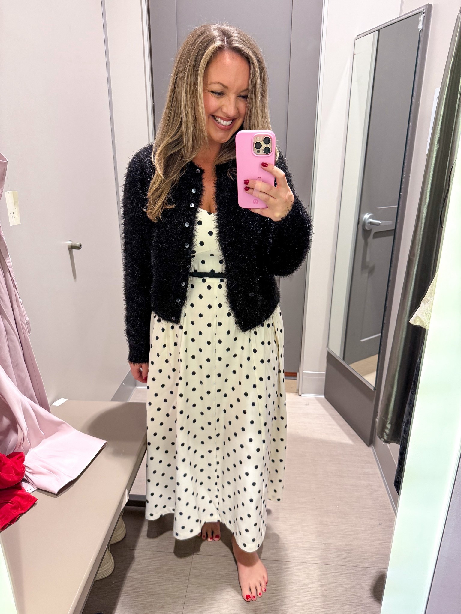 Holiday Party Ready!! Love this sparkle black holiday cardigan sweater and cream and black polka dot dress!!! So gorgeous together for a holiday party, NYE outfit or Christmas party outfit! I am 5’5” size 8/10 wearing Medium


Holiday party dress, New Year’s Eve outfit, last minute holiday outfitt

#LTKSeasonal #LTKHoliday #LTKFindsUnder50