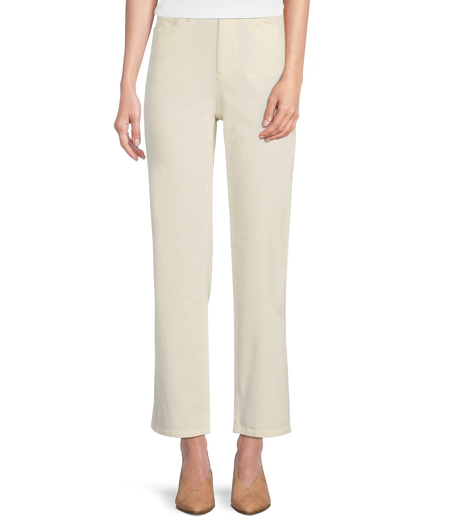 Eileen Fisher Organic Cotton Stretch Corduroy High Waist 5-Pocket Straight Leg Pants | Dillard's | Dillard's