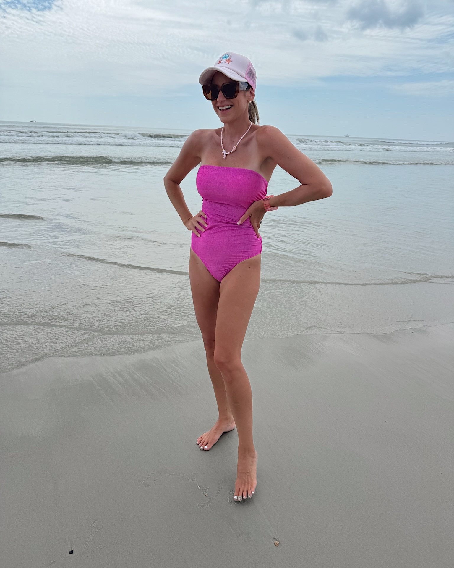 Beach vacation ootd! In a medium swimsuit, hat, necklace and accessories- fits tts.

#LTKSeasonal #LTKSwim #LTKootd