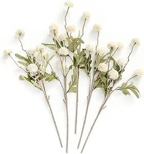 Ling's Moment Pompon Mum Artificial Flower, 5pcs Faux Silk Mini Chrysanth with Stems, Bulk Fake W... | Amazon (US)