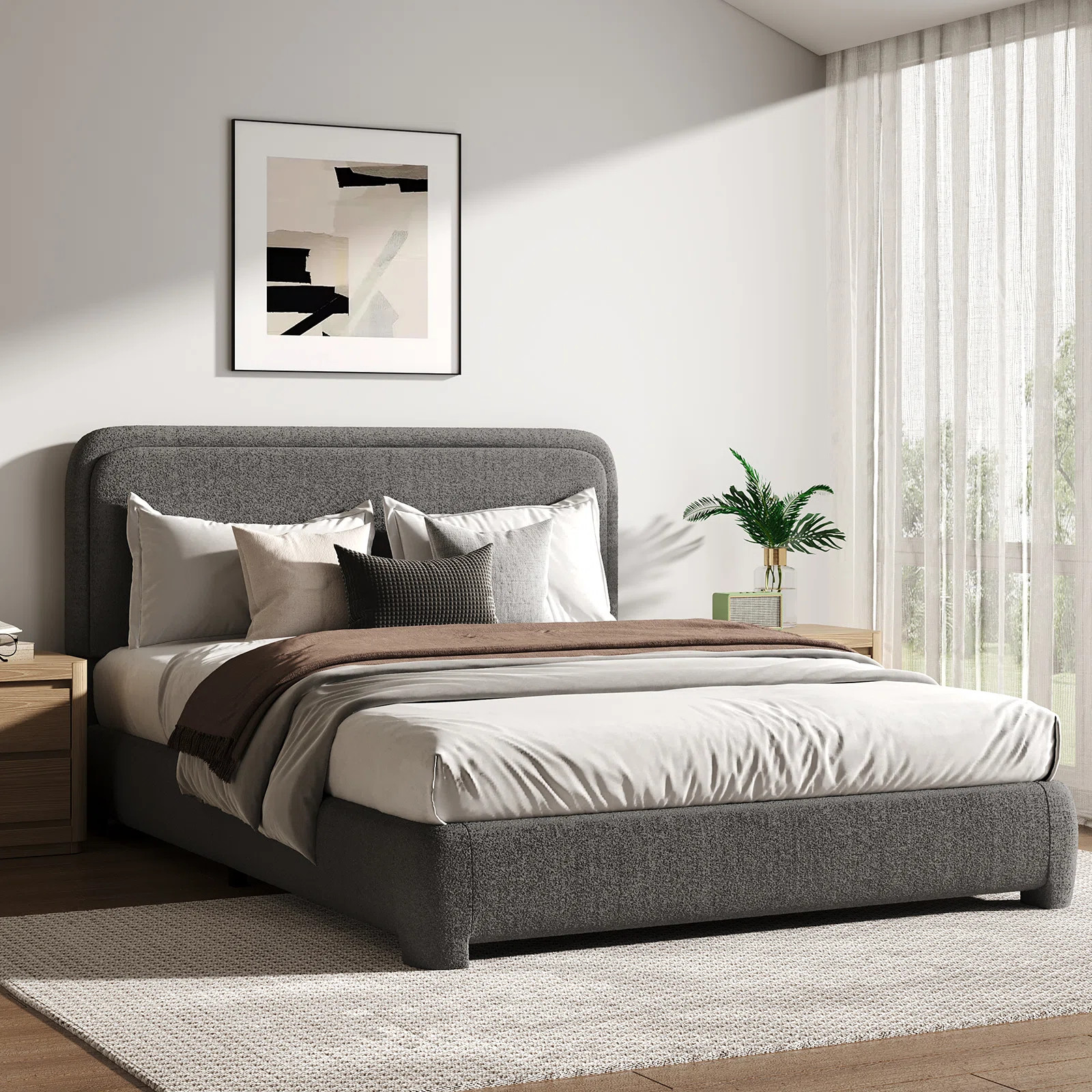 Bensu Boucle Upholstered Platform Bed | Wayfair North America