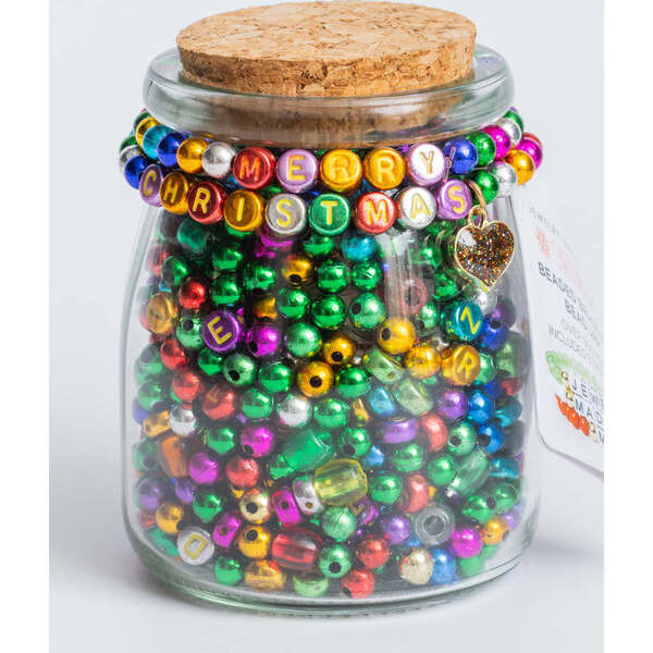 Festive Brights Multicolor Metallic Letter DIY Bead Jar | Maisonette