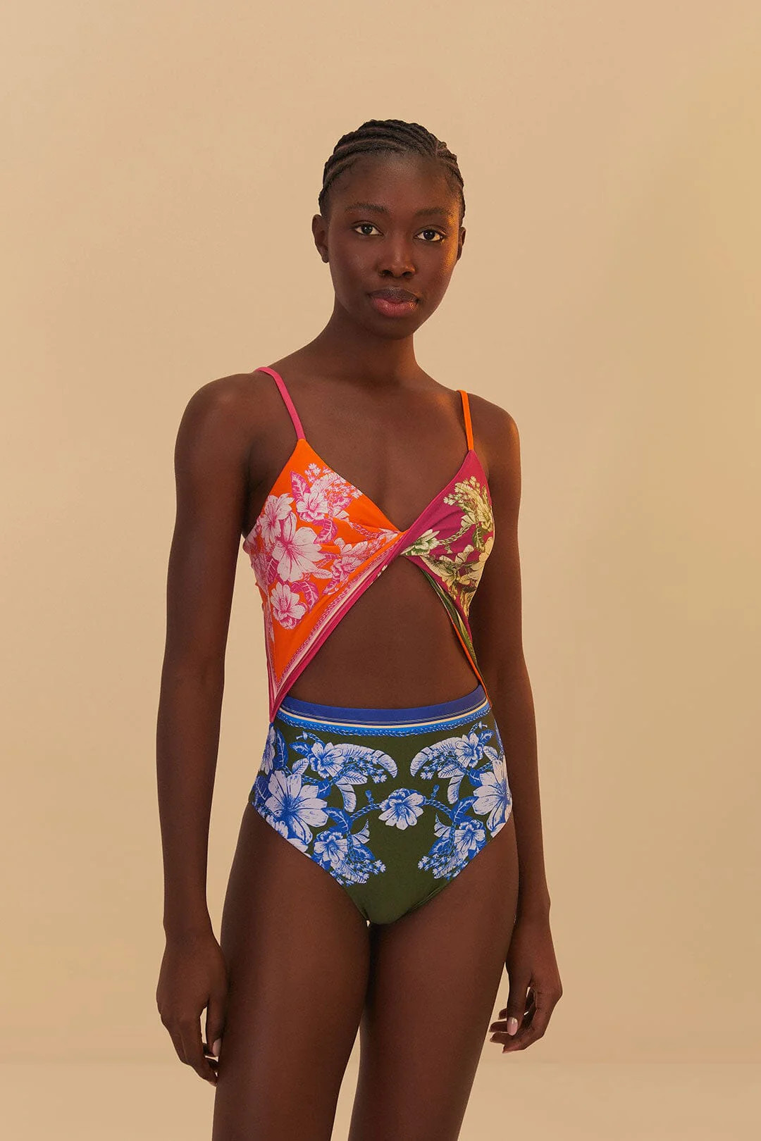 Mixed Scarves Floral Elegance One-Piece Swimsuit, FLORAL ELEGANCE MIXED SCARVES MULTICOLOR / S | FarmRio (US)