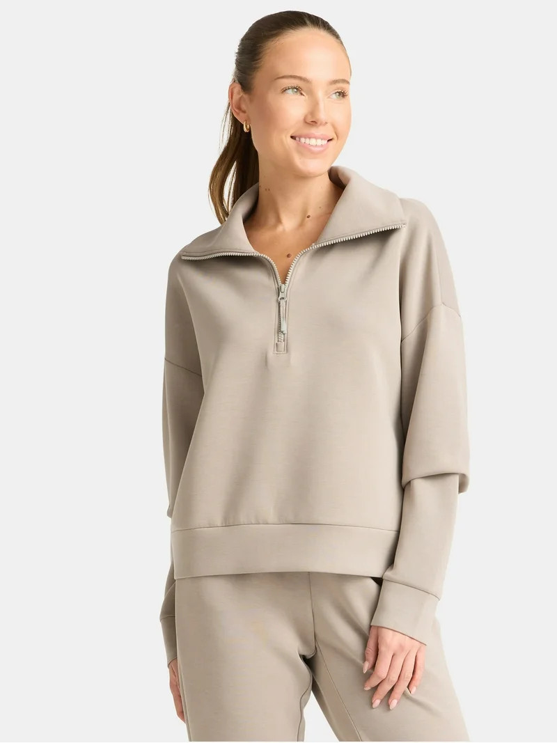 Avia Women's and Women's Plus Knit Quarter Zip Pullover, Sizes XS-4X | Walmart (US)