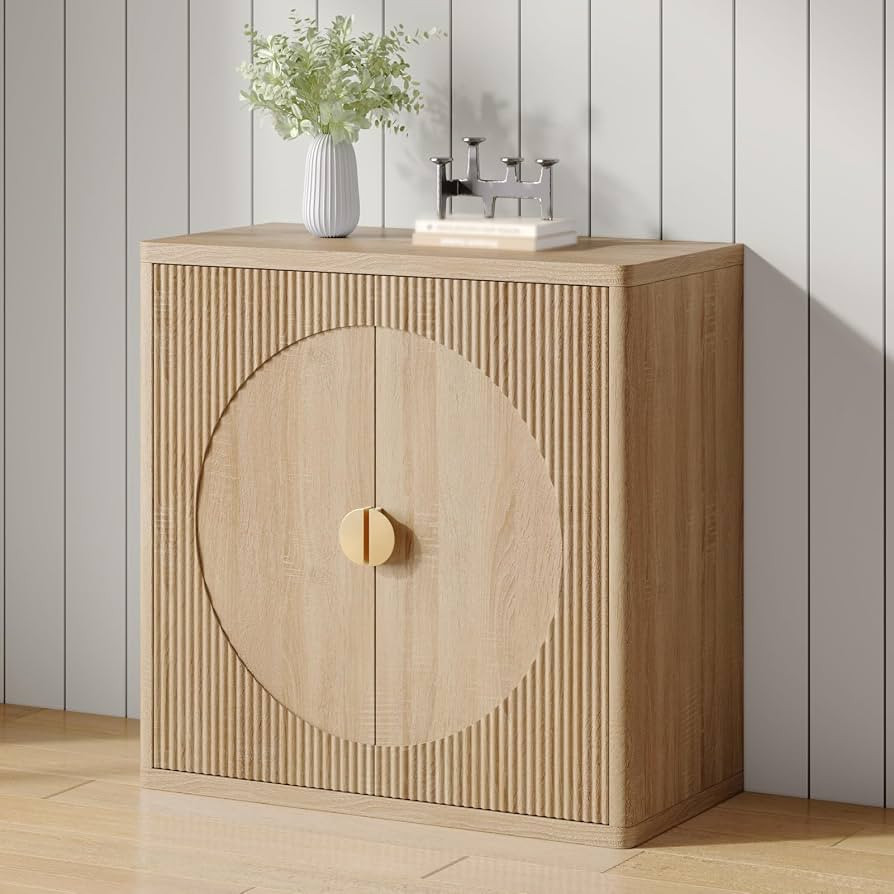 Fluted Sideboard Buffet Cabinet with Storage, 31.5" Modern Cabinet with Adjustable Shelves, Wood ... | Amazon (US)