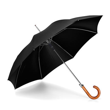 Walking Length Automatic Umbrella with Maple Wood Handle in Black | Aspinal of London
