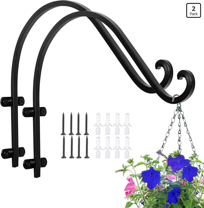 2 Pack Plant Hangers Outdoor, 16 Inch Hanging Basket for Plants Outdoor Brackets, Heavy Duty Plan... | Amazon (US)