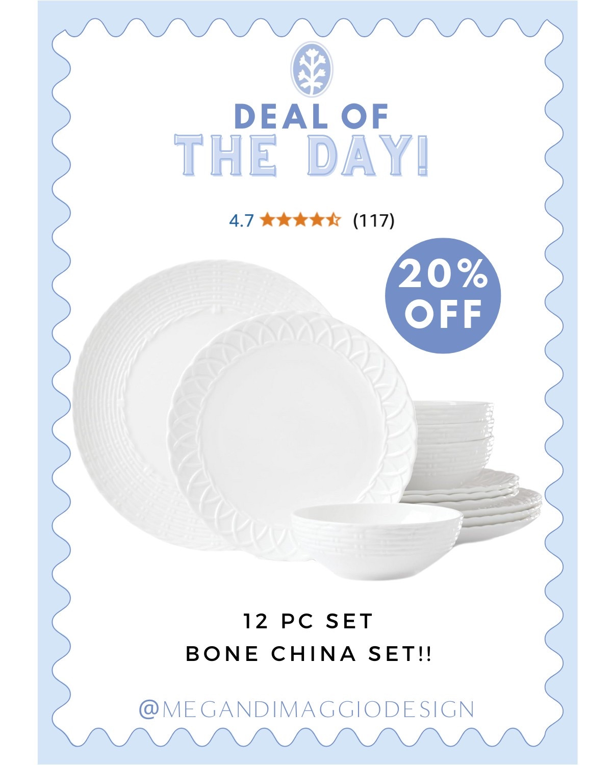 How gorgeous is this 12 piece white bone china set?! 😍 Love the basket weave detailing, it’s highly rated and 20% OFF right now!!

#LTKSaleAlert #LTKHome
