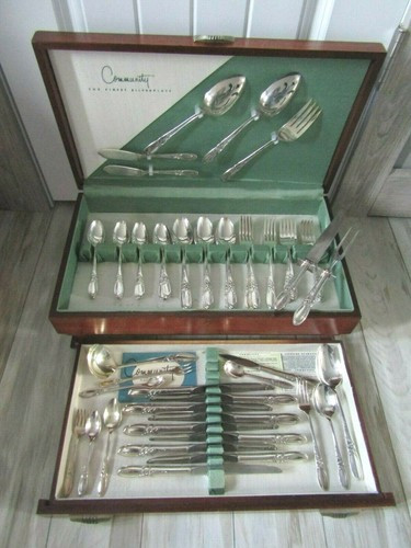 Oneida Community White Orchid Silver Plate 75 Piece Flatware Set w/Box c.1953  | eBay | eBay US