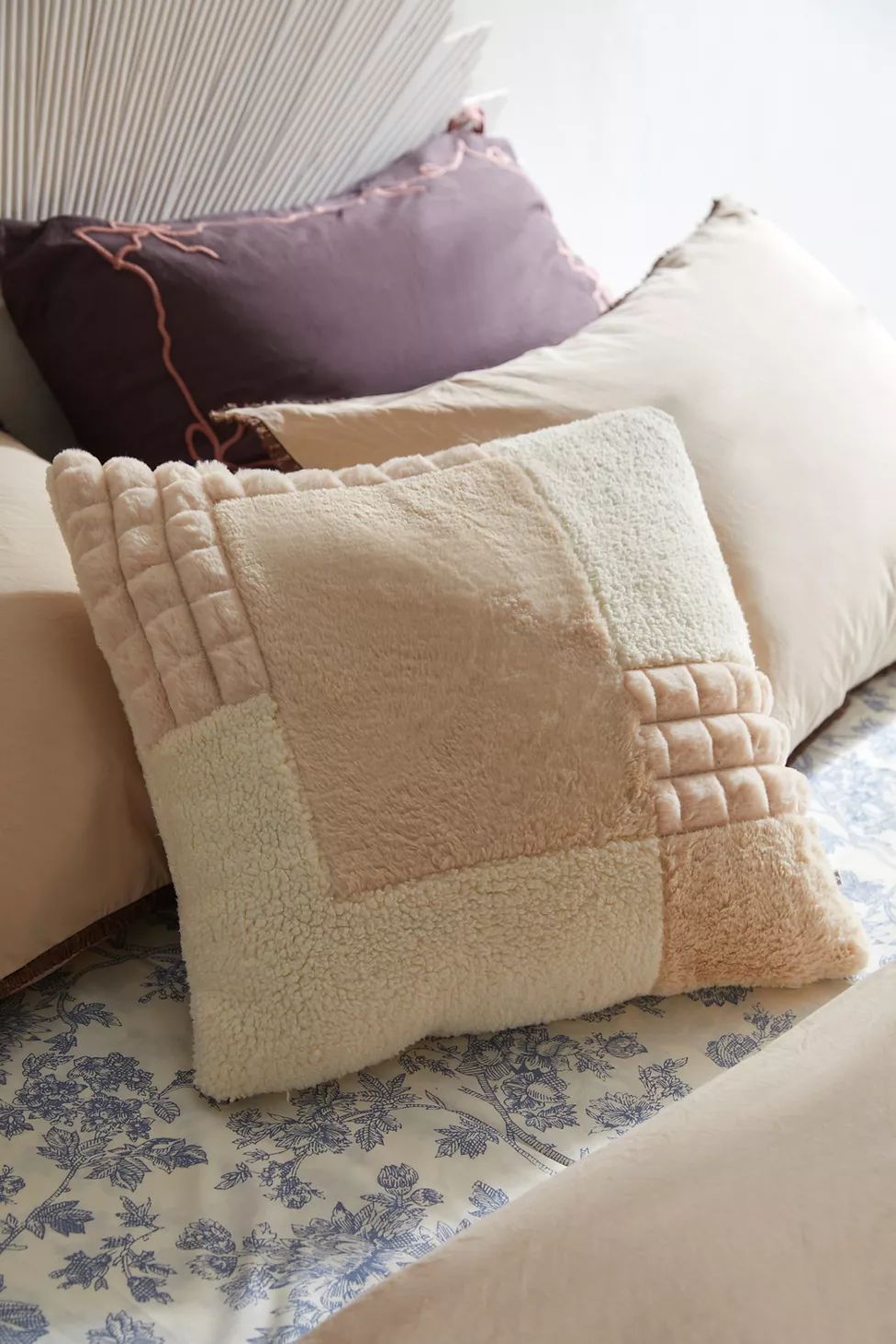Urban Renewal Remnants Cozy Patched Fleece Throw Pillow | Urban Outfitters (US and RoW)