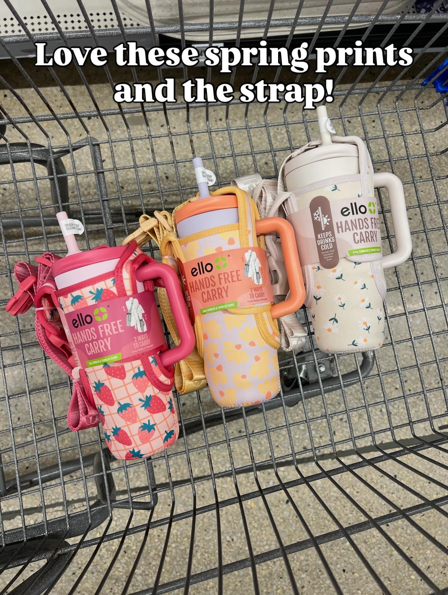 Water bottle with carrying strap at Walmart, new spring designs! 