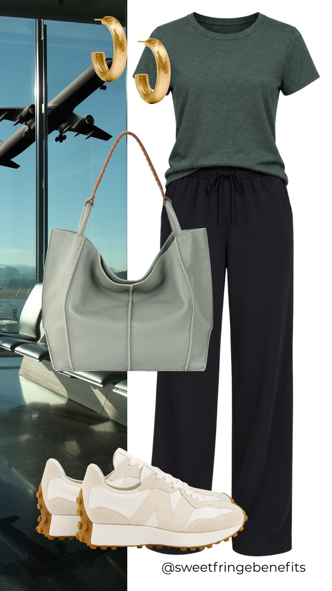 Travel days call for comfortable pieces, but that doesn't mean giving up on style! I'd wear these wide-leg pants with sneakers and a simple tee, and have everything I need in that roomy tote.