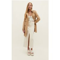 Stradivarius Short Trench Coat Beige Xs | Stradivarius (UK)