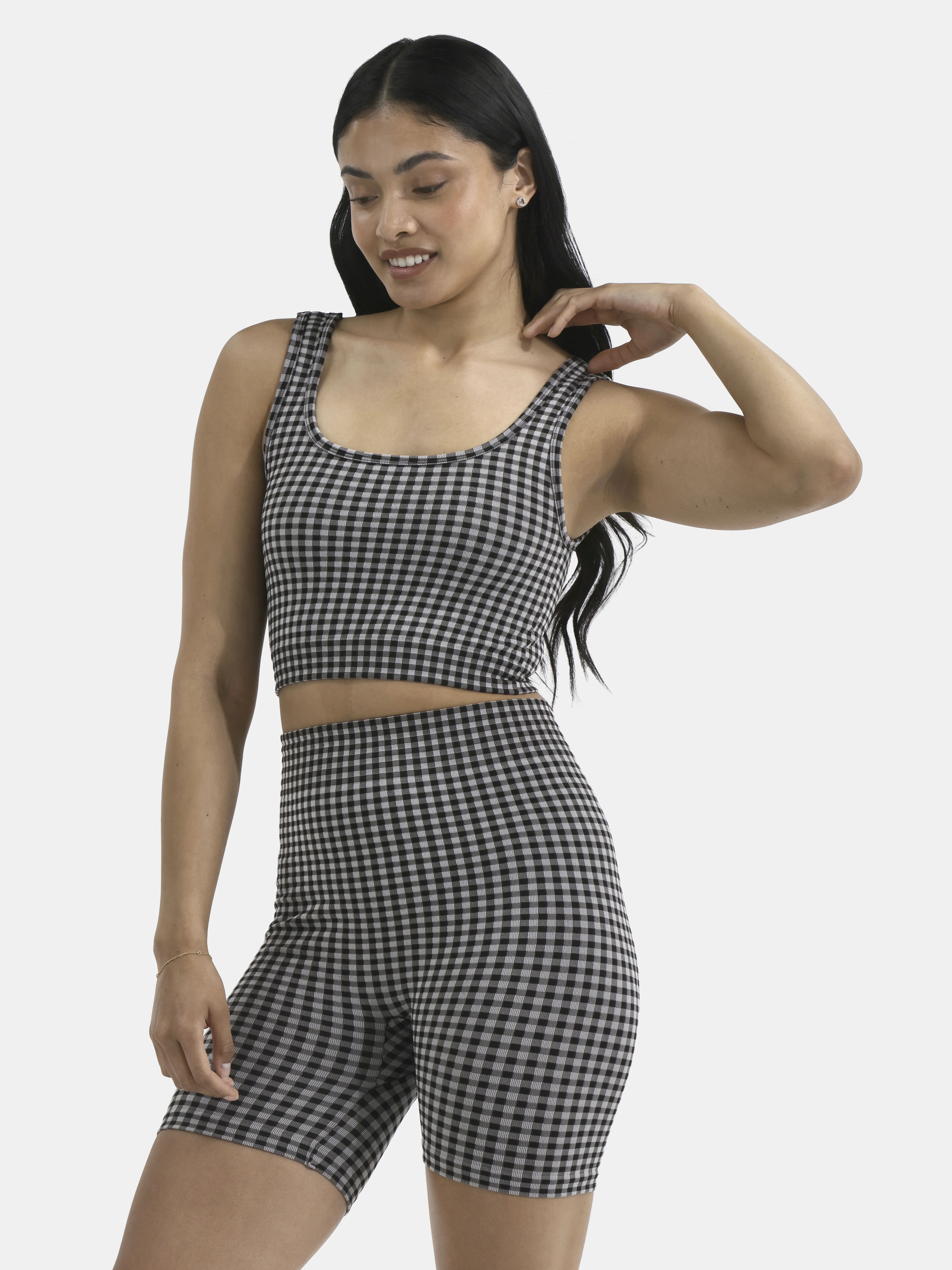 No Boundaries Seamless Cropped Tank Top & Bike Short, Women's | Walmart (US)