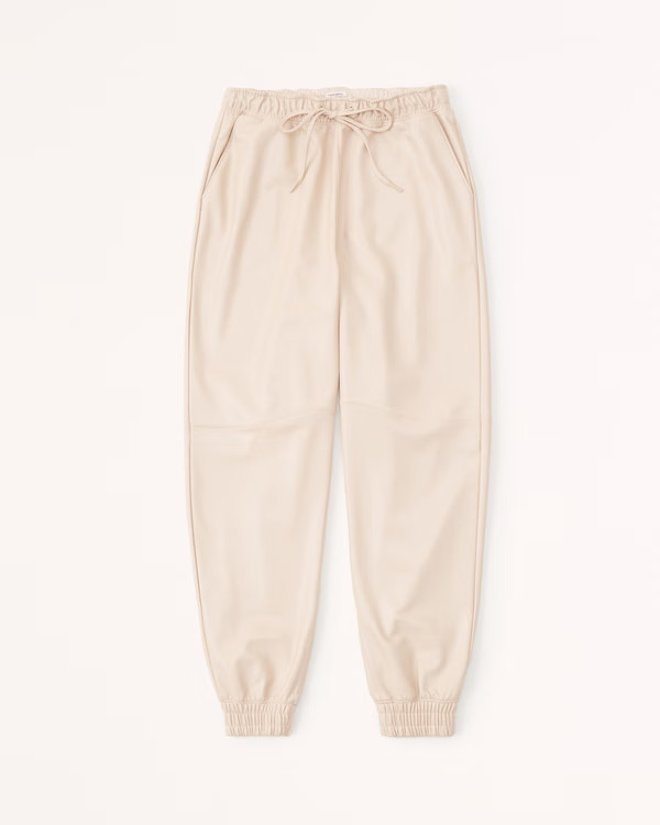 Women's Vegan Leather Sunday Joggers | Women's Bottoms | Abercrombie.com | Abercrombie & Fitch (US)