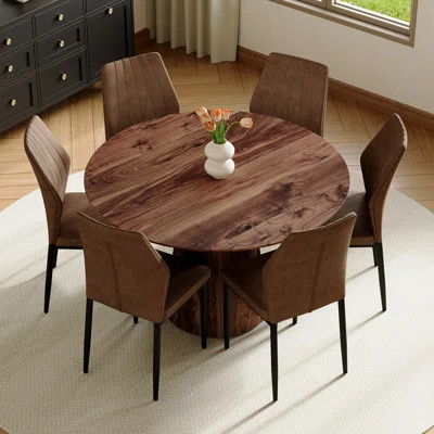 45" Round Table Set For 4-6 People, Modern Kitchen Table And Chairs With Pedestal Base | Wayfair North America