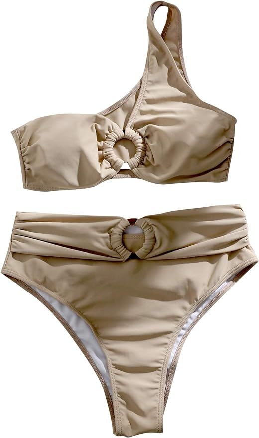 SweatyRocks Women's Cut Out One Shoulder Bikini Swimsuit 2 Piece Bathing Suit | Amazon (US)