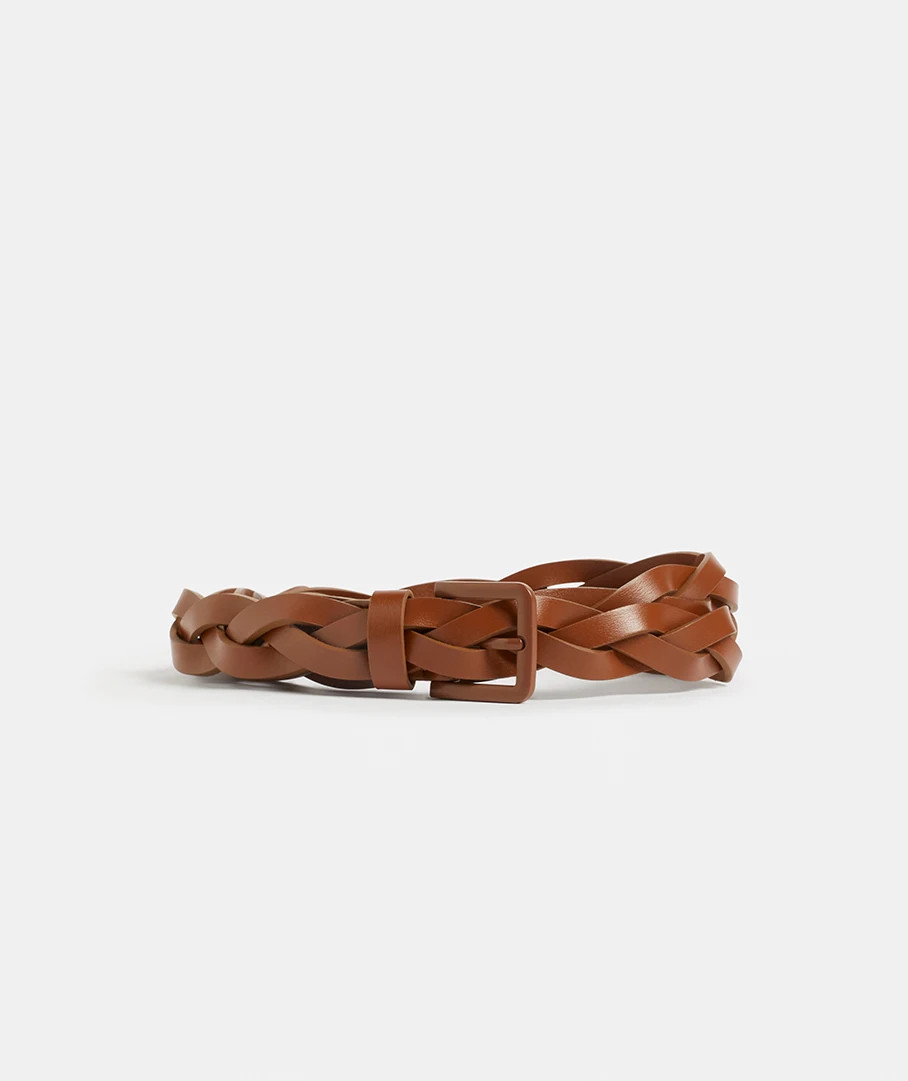 Tan Plaited Leather Belt | Sussan