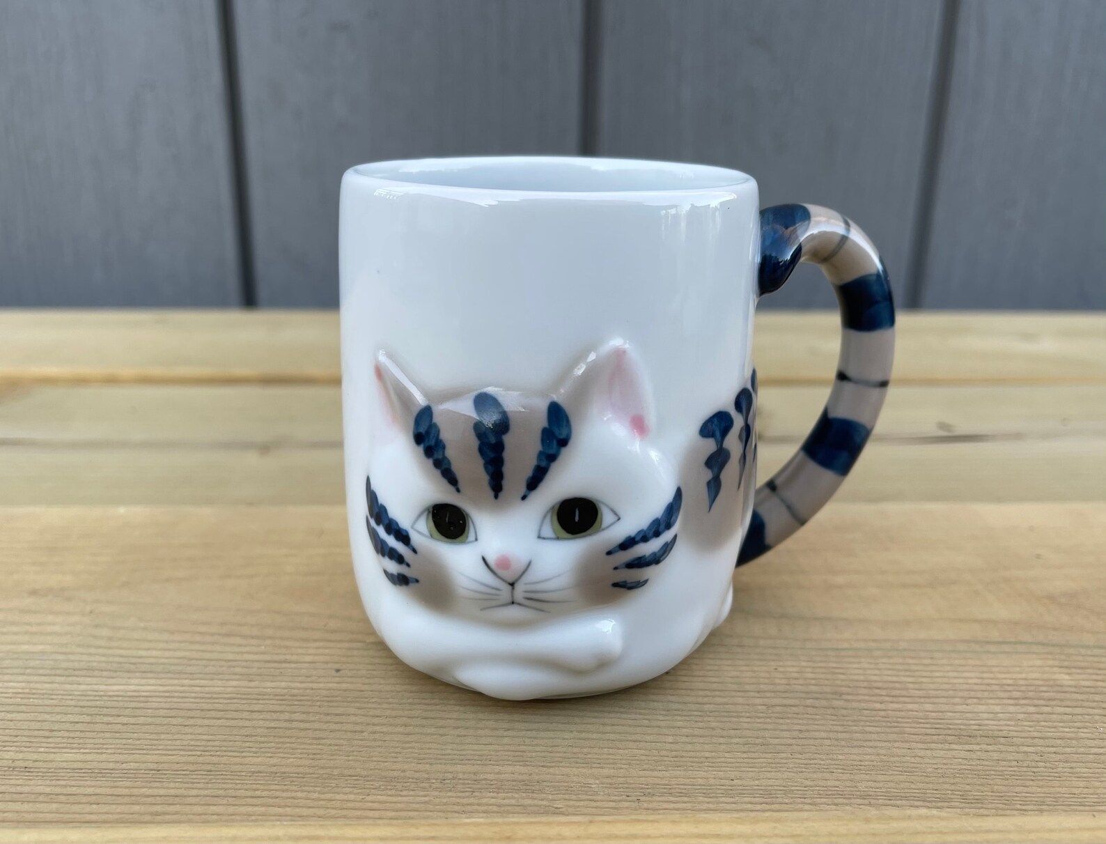 Vintage Hand Painted Black Stripped Cat Mug With Cat Tail | Etsy Canada | Etsy (CAD)