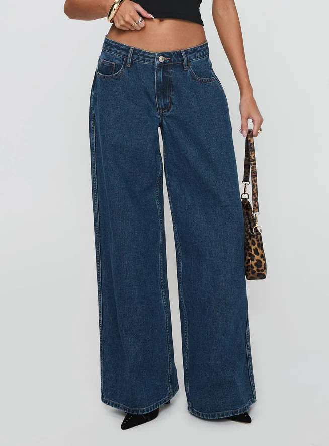 Ramos Low Rise Denim Jeans Dark Blue Wash | Princess Polly US