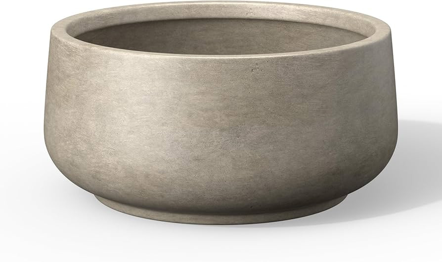 Kante 13.4" Dia Round Curvy Concrete Planter, Large Plant Pots with Drainage Hole and Rubber Plug... | Amazon (US)