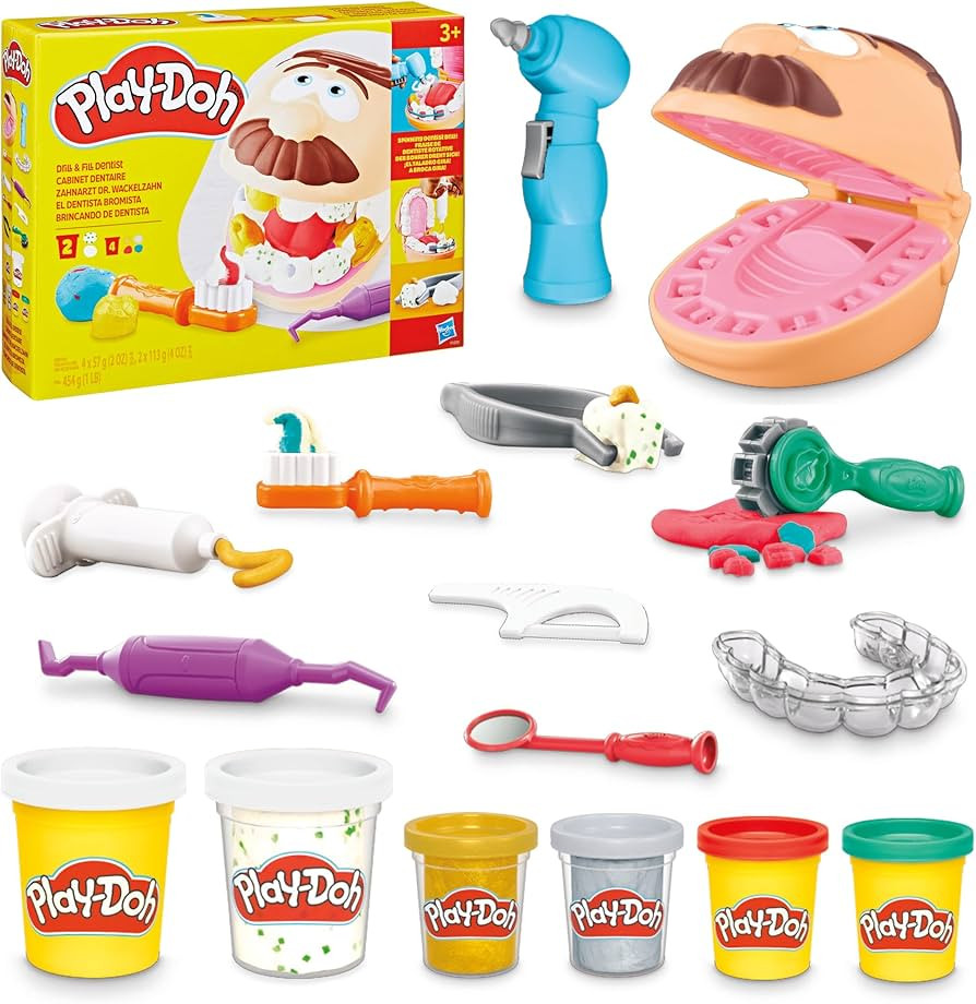 Play-Doh Drill 'n Fill Dentist Toy for Kids 3 Years and Up with Cavity and Metallic Colored Model... | Amazon (US)