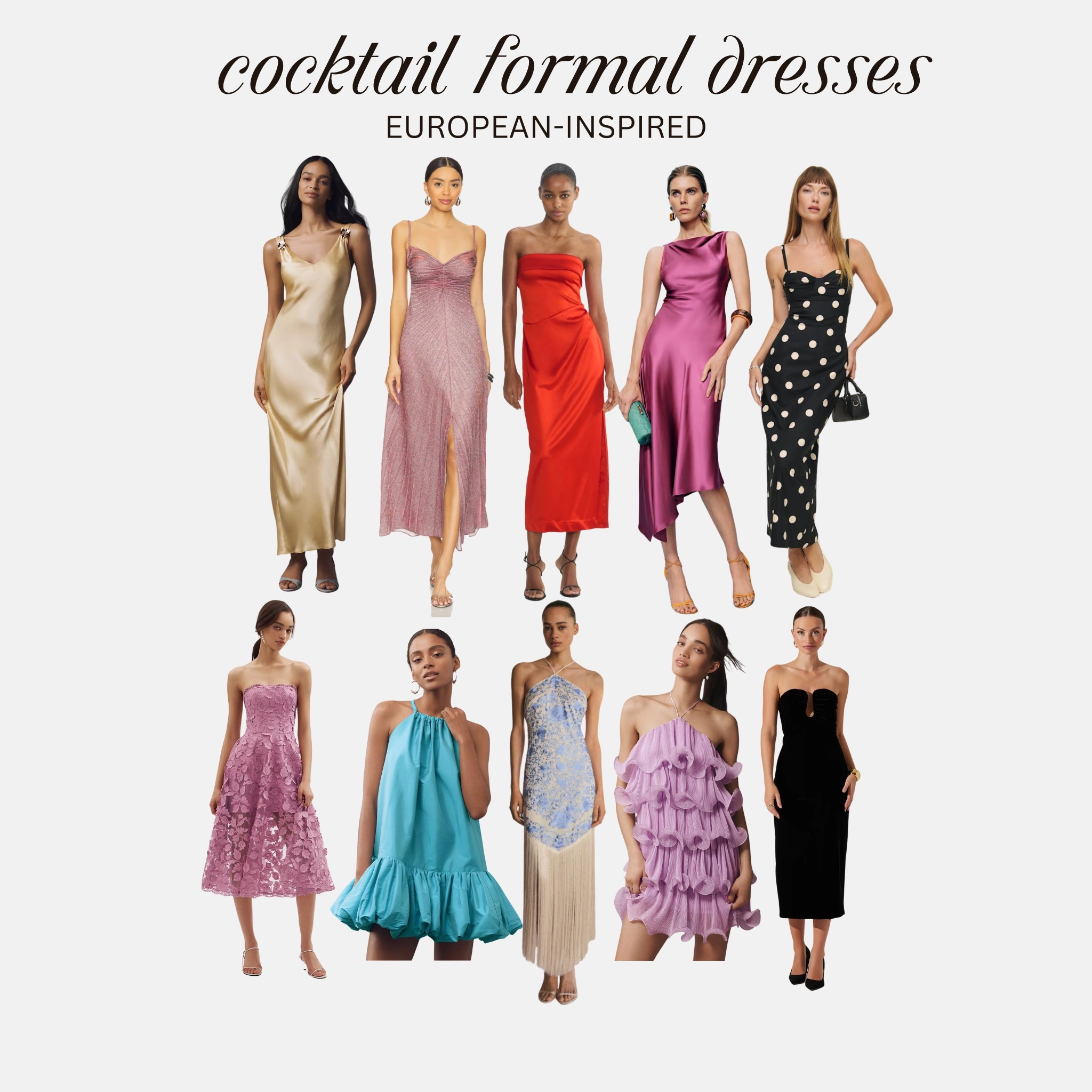 European-inspired cocktail formal dresses | wedding guest dress inspo 

 [astr the label code VIVIANE15 | meshki code VIVIANEMESHKI | Amanda uprichard code VIVIANE20]

#LTKStyleTip #LTKSeasonal #LTKWedding