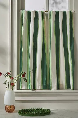 Sutton Rugby Stripe Woven Café Curtains, Set of 2 | Anthropologie (US)