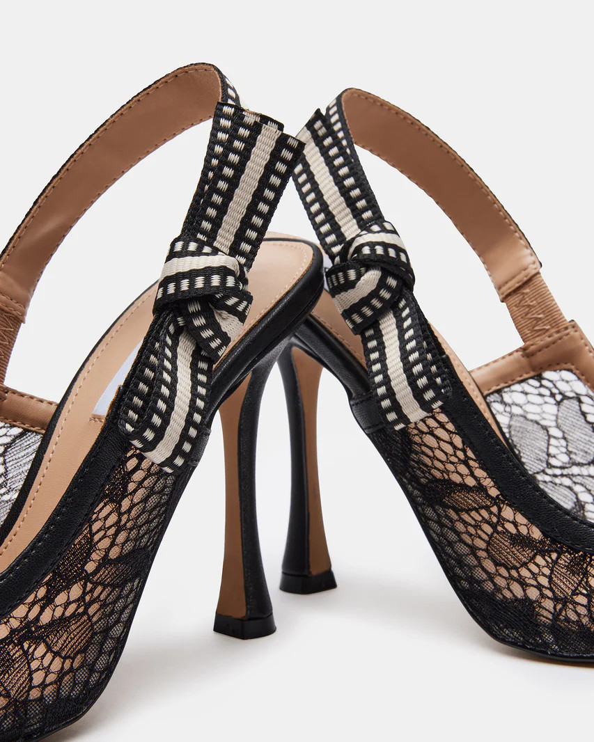 BRI Black Lace Slingback Pump Heel | Women's Heels | Steve Madden (US)