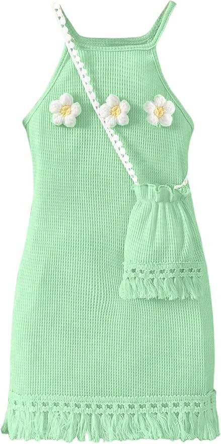 GORGLITTER Girl's Summer Crochet Dress Cute Beach Hawaii Vacation Cruise Outfits Flower Sleeveles... | Amazon (US)