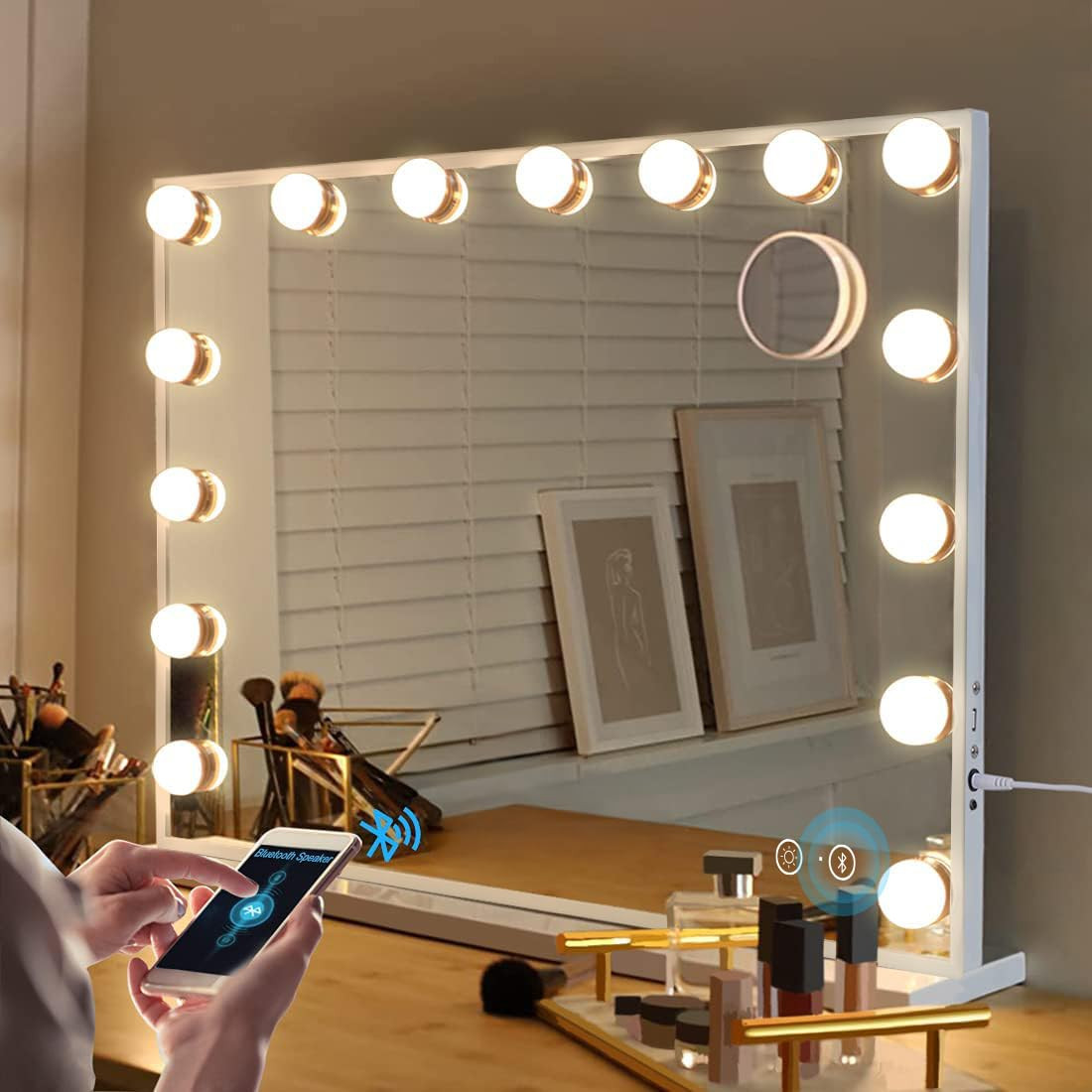 Fenair Vanity Mirror with Lights and Speaker Hollywood Speaker Support Answer Call, Touch Screen,... | Amazon (US)