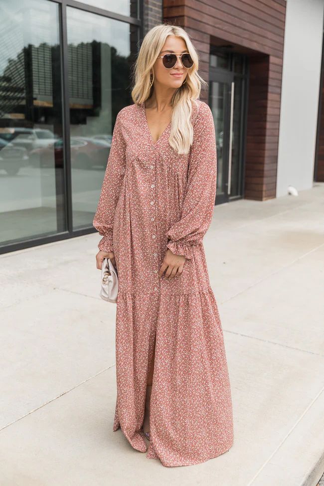 Changing My Mind Rose Floral Maxi Dress | The Pink Lily Boutique