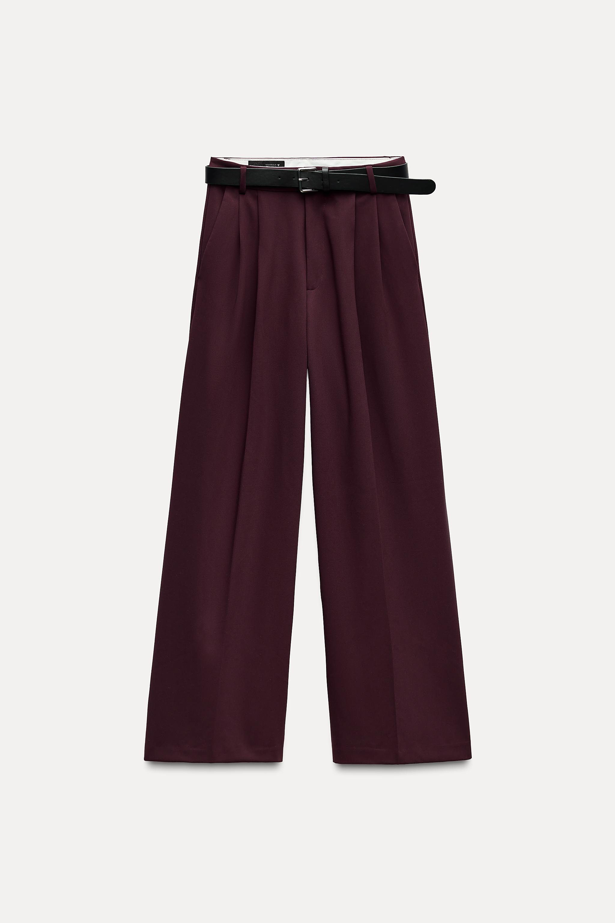 DOUBLE PLEAT BELTED PANTS | Zara US