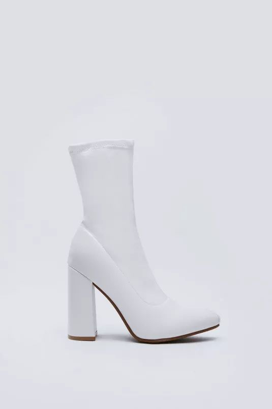 Pointed Faux Leather Sock Boots | Nasty Gal (US)