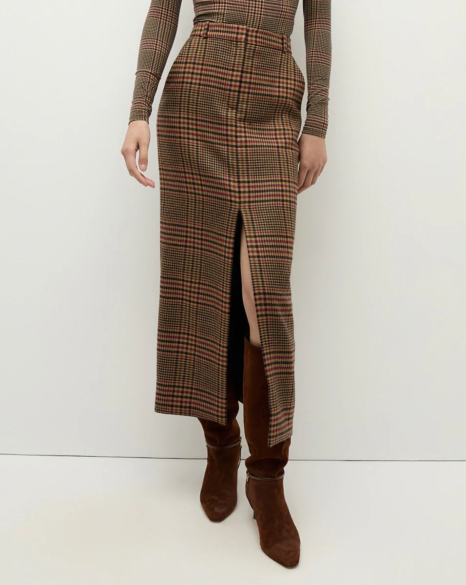 Maxine Plaid Skirt in Camel/Black | Veronica Beard | Veronica Beard